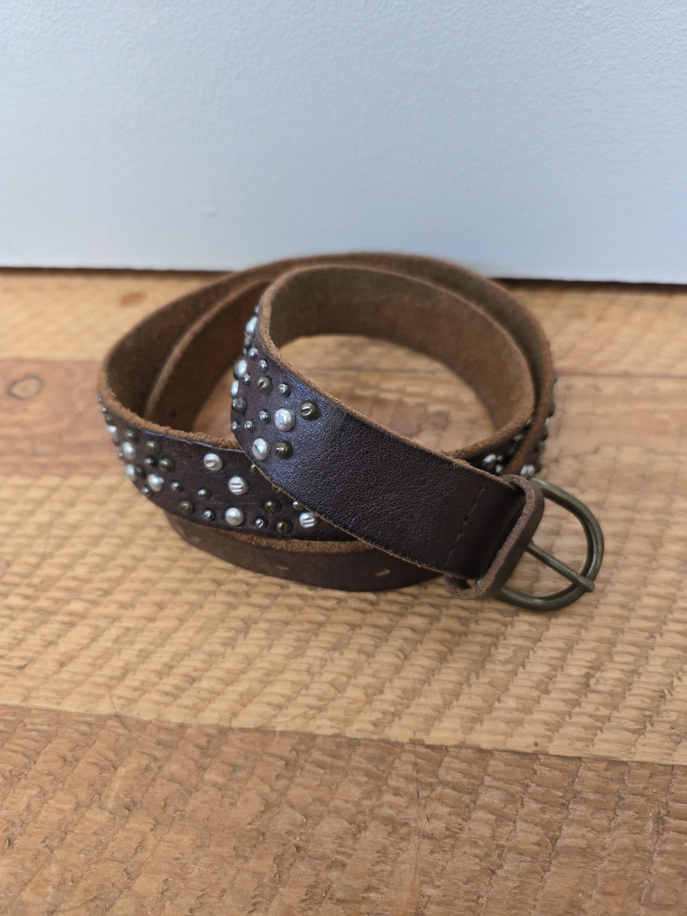 J. Crew Brown Leather Belt with Brass Buckle